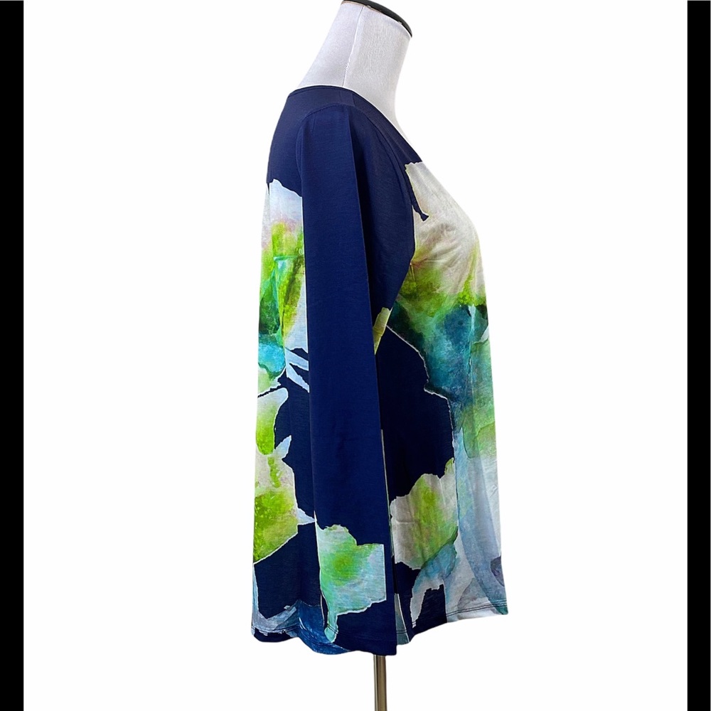 Soft Surroundings Navy Blue Camellia Bloom Top Sz S Floral - Picture 4 of 8